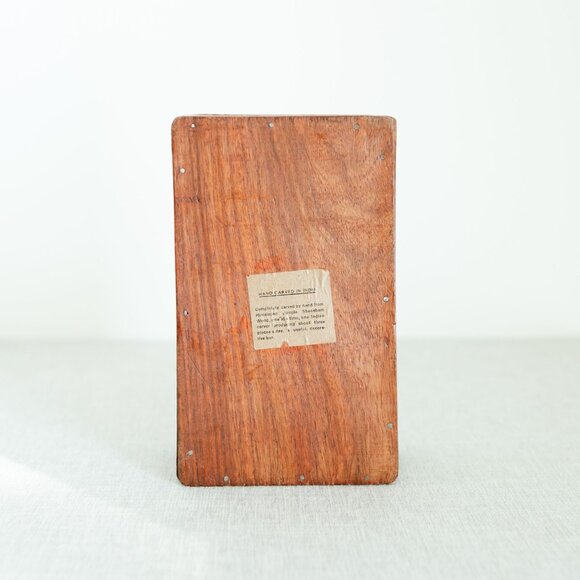 Vintage Hand Carved Wooden Jewelry Trinket Memorial Box Himalayan Jungle Wood - Picture 9 of 16